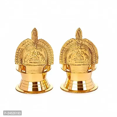 Kamakshi Devi Brass Oil Deepam/Diya for Pooja, Standard, Golden-thumb4