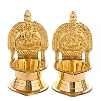 Kamakshi Devi Brass Oil Deepam/Diya for Pooja, Standard, Golden-thumb2