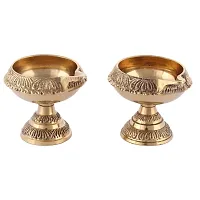 Set of 2 Designer Brass Diyas - Festive Gift for Diwali, Weddings, Housewarming - Beautiful Decor for Home, Temples, and Joyous Celebrations-thumb3