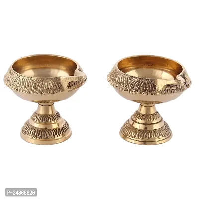 Set of 2 Designer Brass Diyas - Festive Gift for Diwali, Weddings, Housewarming - Beautiful Decor for Home, Temples, and Joyous Celebrations-thumb4