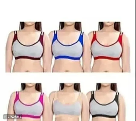 Stylish Multicoloured Cotton Solid Bras For Women Pack Of 6-thumb0