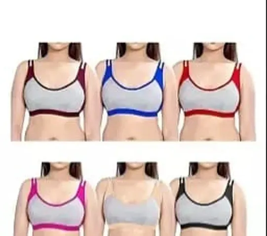 Stylish Running Workout Women Girls Premium Quality Women Full Coverage Non padded Sports Bra Pack of