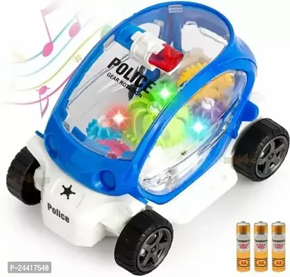 Musical Toy Battery Operated Transparent Gear Police Car Toys(Multicolor)