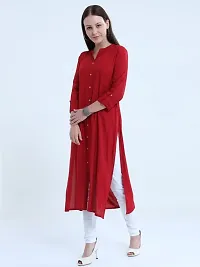 IGYNE Women's Knee Length Rayon Solid Plain Straight Fit Kurti with 3/4 Sleaves for Women and Girls (Maroon, 2XL)-thumb1