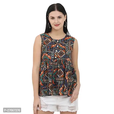 Round Neck Sleeveless Peplum Top-thumb0