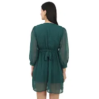 V-Neck Above Knee Length Full Sleeves Georgette Dress-thumb1