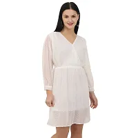 V-Neck Above Knee Length Full Sleeves Georgette Dress-thumb2