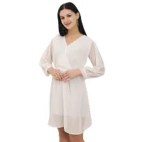 V-Neck Above Knee Length Full Sleeves Georgette Dress-thumb3