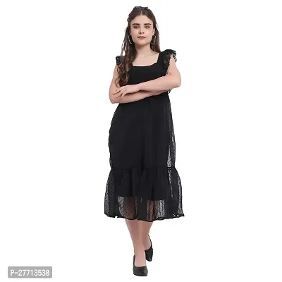 Square Neck Knee Length Sleeveless Georgette Dress