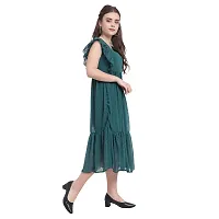 Square Neck Knee Length Sleeveless Georgette Dress-thumb1