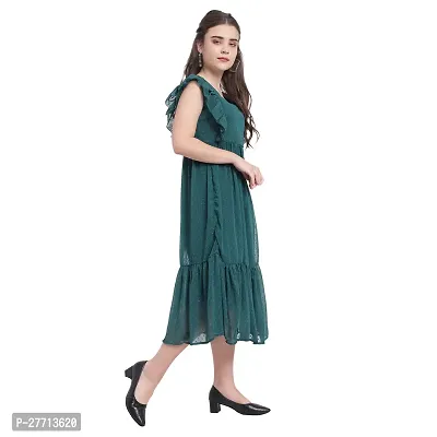 Square Neck Knee Length Sleeveless Georgette Dress-thumb2