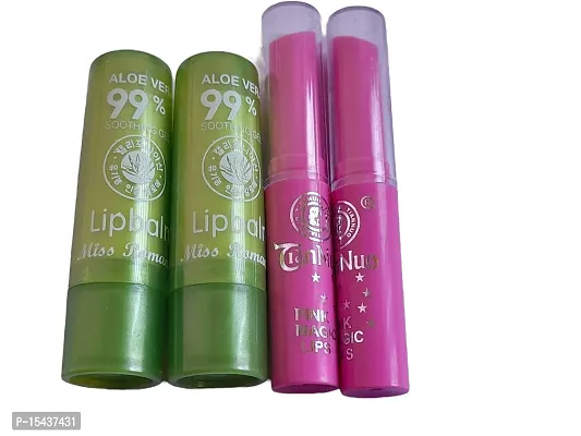 pink  magic lipstick and aloe vera  lipbalm , pink color lipstick (pack of 4)