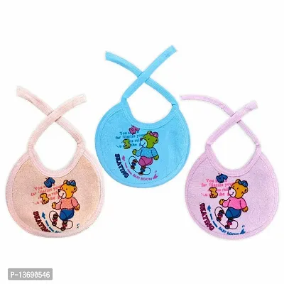 KIDS AND BEBS Baby Feeding Bibs, Bibs for New Born Baby, Baby Bibs, Cotton Bibs for Babies, Bibs for Baby Boy/Girl, Feather Soft Bib, Snap Button Closure (TADDY BEAR)