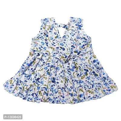 KIDS & BEBS| Pure Cotton Frock for New Born Baby Girls (9-12 Months, Blue)-thumb0