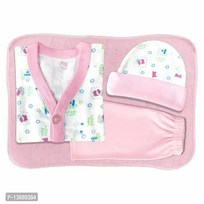 |KIDS AND BEBS| Baby clothig gift set for new born baby 4 pices gift set suitable fof 0-3 months (Pink)-thumb0