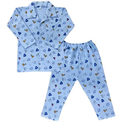 |Kids and BEBS| Knight Wear for Kids Top and Pajama Set It's Made with Pure Cotton This Night Suit is Suitable for 12 Months to 6 Years Old Boys and Girls Pack of 1