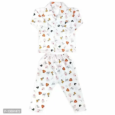 |Kids and Bebs| Printed Hosiery Full Sleeves and Pyjama-Top Collared Neck Nightsuit for Baby Boys and Girls