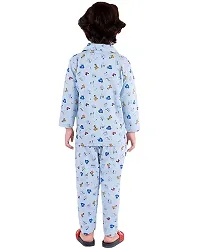 |Kids and BEBS| Knight Wear for Kids Top and Pajama Set It's Made with Pure Cotton This Night Suit is Suitable for 12 Months to 6 Years Old Boys and Girls Pack of 1 (4-5 Years, HOG-ELE-BLU)-thumb1