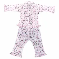 |Kids and BEBS| Knight Wear for Kids Top and Pajama Set It's Made with Pure Cotton This Night Suit is Suitable for 12 Months to 6 Years Old Boys and Girls Pack of 1 (5-6 Years, BLK-Button-PNK)-thumb1