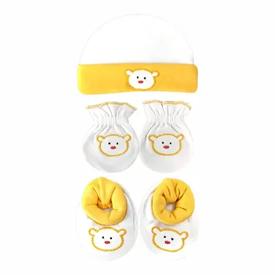 KIDS  BEBS Mitten Booties And Cap Set for new born baby boy and baby girls suitable for 0 to 3 months baby.