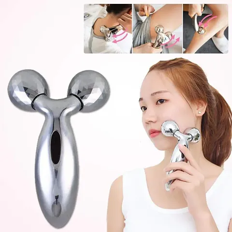 3D - Roller Massager 360 Rotate Silver Thin Face Full Body Shape Massager Facial Massage Relaxation Tool