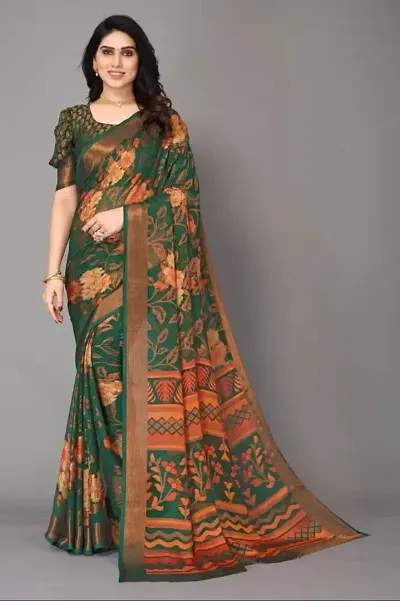 Beautiful Brasso Saree with Blouse piece For Women