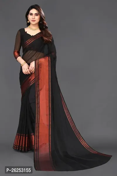 Elegant Black Cotton Silk Saree with Blouse piece