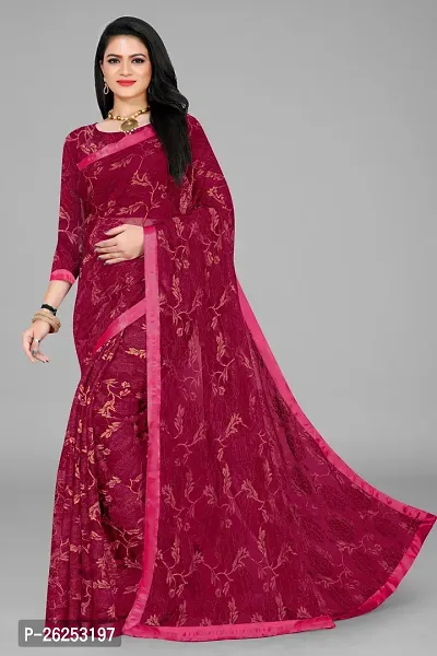 Elegant Maroon Cotton Silk Saree with Blouse piece