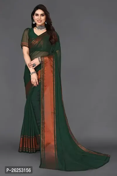 Elegant Green Cotton Silk Saree with Blouse piece