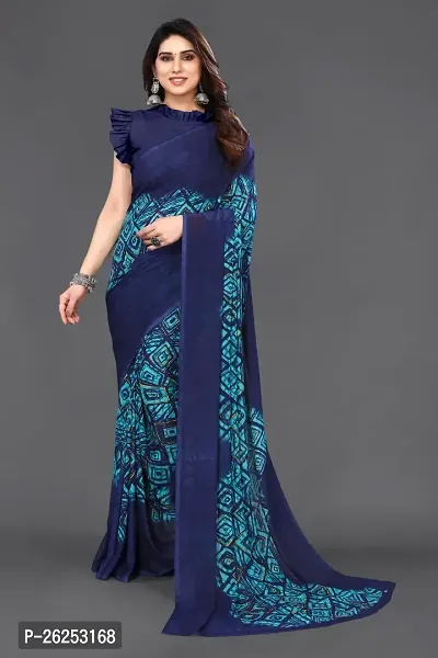 Elegant Navy Blue Cotton Silk Saree with Blouse piece-thumb0