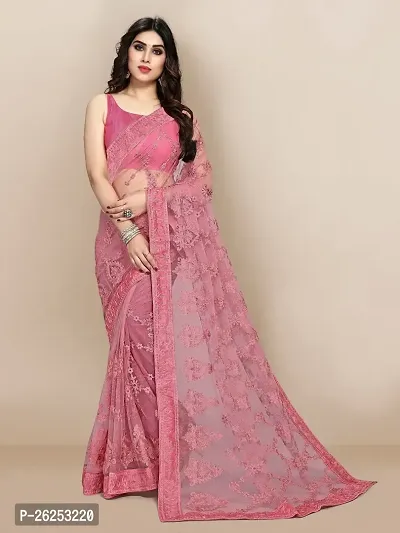 Elegant Peach Cotton Silk Saree with Blouse piece-thumb0