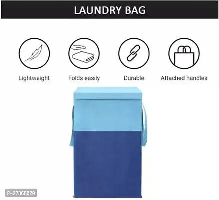 Arihant 68L Laundry Basket for Clothes  Toys With Lid  Side Handles Durable Foldable and Collapsible Laundry storage Bag for Dirty Clothes Blue  (Pack Of )-thumb3