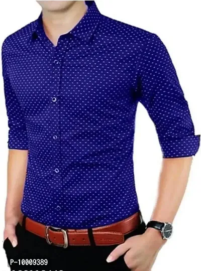 Reliable Blue Cotton Printed Long Sleeves Casual Shirts For Men-thumb0