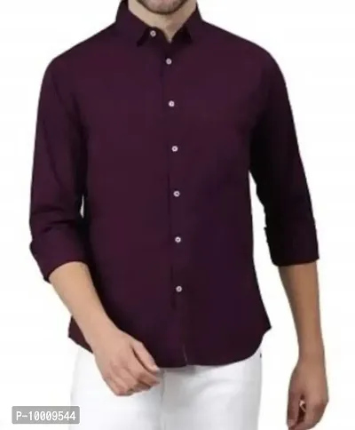 Reliable Purple Cotton Solid Long Sleeves Casual Shirts For Men-thumb0