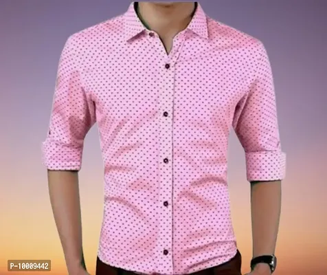 Reliable Pink Cotton Printed Long Sleeves Casual Shirts For Men-thumb0