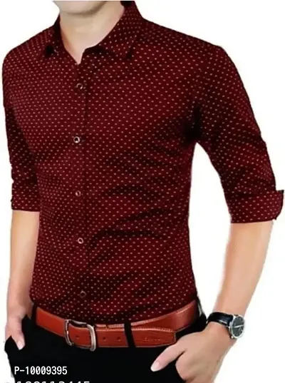 Reliable Maroon Cotton Printed Long Sleeves Casual Shirts For Men