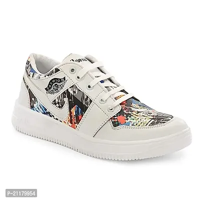 Stylish White Synthetic Solid Sneakers For Men
