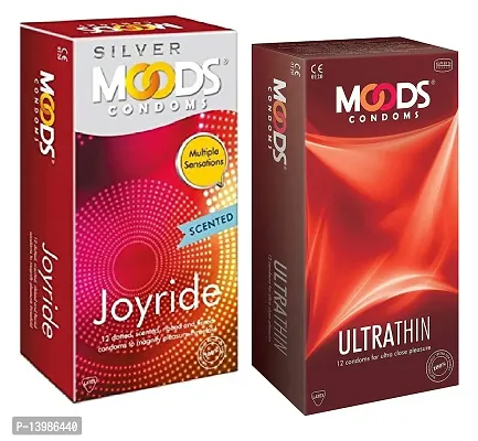 Moods Condoms For Men Combo Pack (Joyride + Ultrathin) (2pack in 24condoms)