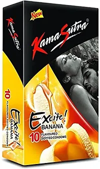 Kamasutra Excite Banana  Mango Flavoured Dotted Condoms 10S Pack of 2 Condom??(Set of 2, 20S)-thumb1