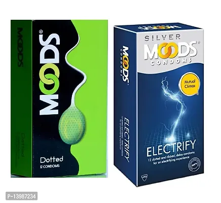 Moods Condoms Dotted For Men Condoms Dotted+Electrify (2pack in 24condoms)