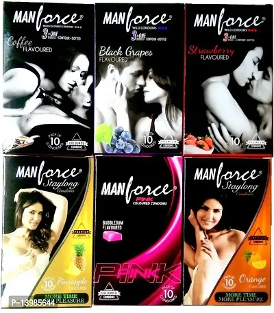 Manforce Condoms For Mens- Extra Dotted Extra Pleasure- Mixed Flavours- (10 * 6)-thumb2