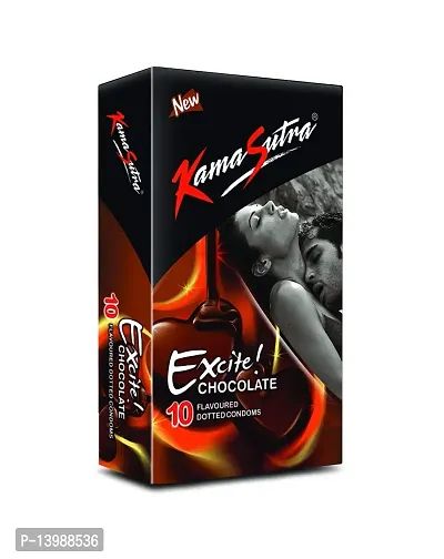 kamasutra flavored condom Tempting Flavour with Dotted Texture | Made with Natural Rubber Latex | Lubricated Condoms | Excite/Flavour Series (chocolate)-thumb0