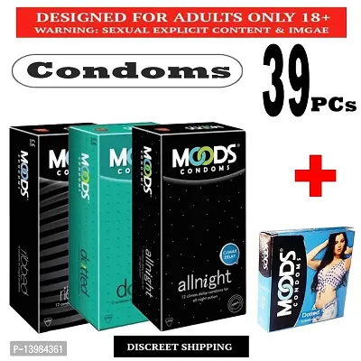 Moods Condom All Night,Dotted  Ribbed(12X3) With 3'S Dotted Condom