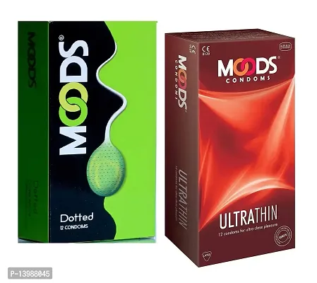 Moods Condoms Dotted For Men Condoms Dotted+Ultrathin (2pack in 24condoms)