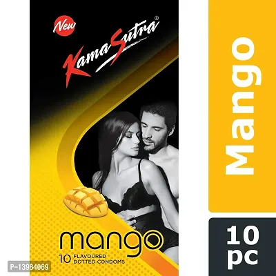 KamaSutra Mango Flavoured Dotted Condoms for Men 10 Count-thumb0