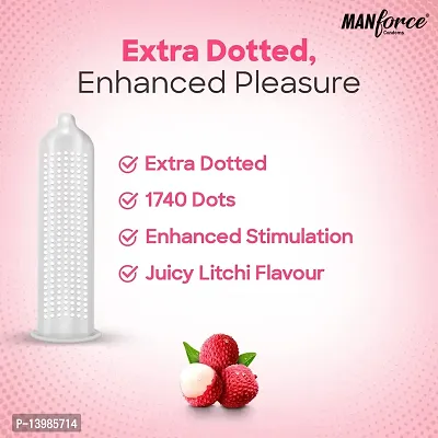 Manforce Litchi Flavoured Extra Dotted Condoms for Men| Extra Dots for Her Extra Stimulation| India?s No. 1* Condom Brand| Lubricated Latex Condoms| 10 pcs-thumb5