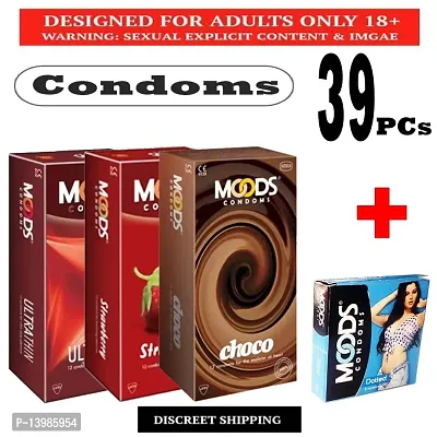 Moods Condom Choco,Strawberry  Ultrathin(12X3) With 3'S Dotted Condom