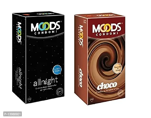 Moods Condoms For Men Multi Variants (AllNight + Chooco 24s) (2Pack in 24Condoms)-thumb0