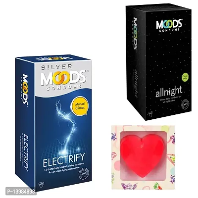 Moods All Night  Electrify Condoms With Premium Heart Shape Soap