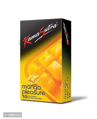 kamasutra flavored condom Tempting Flavour with Dotted Texture | Made with Natural Rubber Latex | Lubricated Condoms | Excite/Flavour Series (mango)